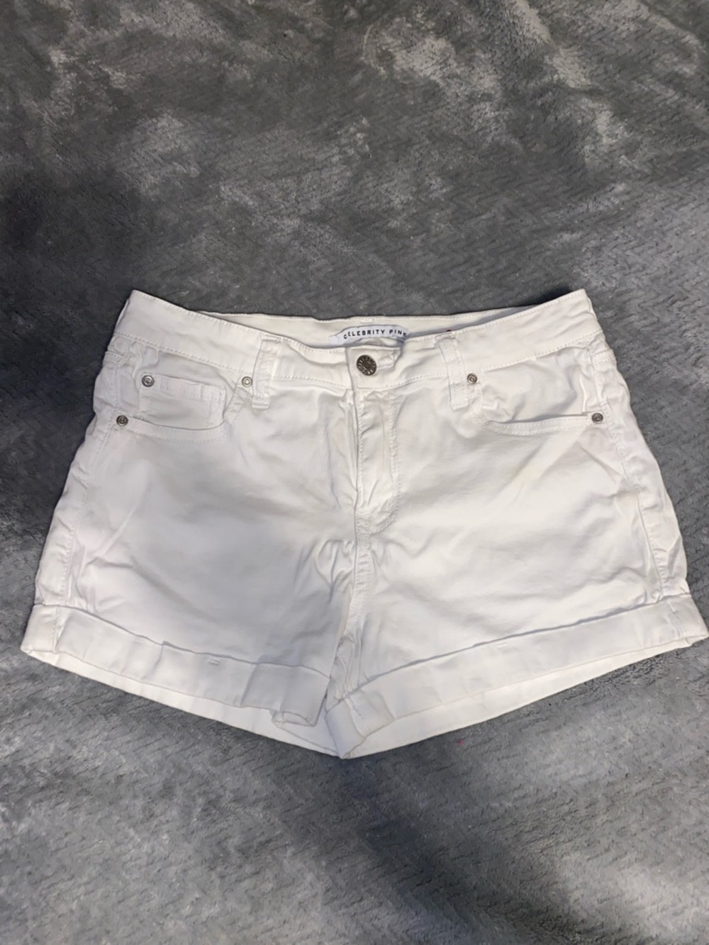 Celebrity Pink White Rolled-Hem Cotton Jean Shorts
